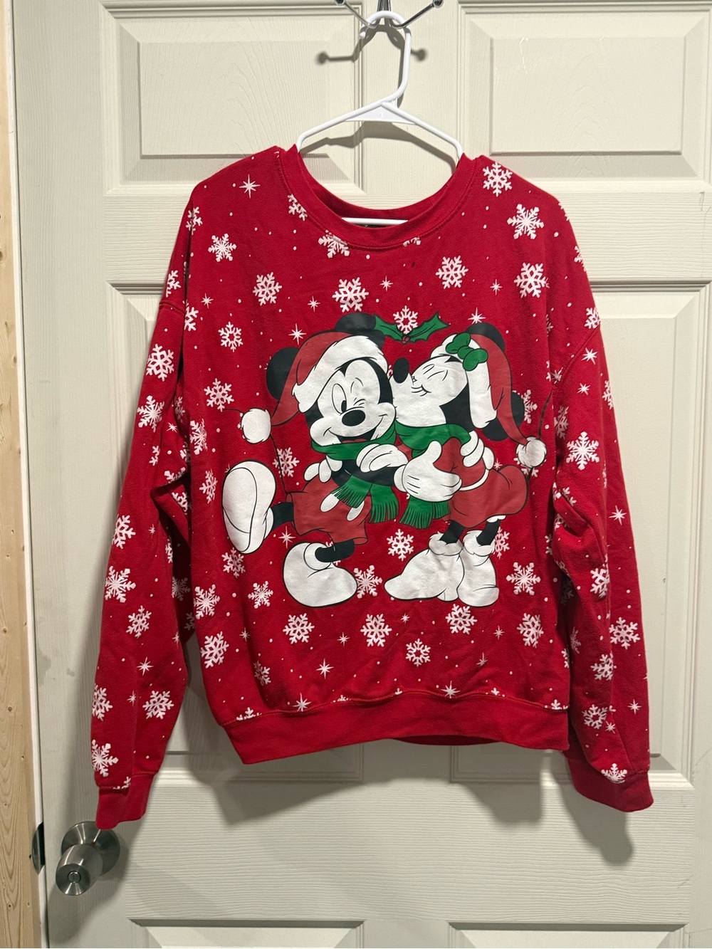 Disney Red Mickey & Minnie Holiday Crewneck Sweater